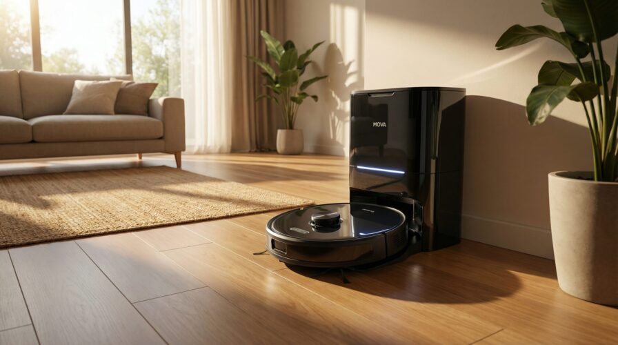 Mova Z60 Ultra Roller Complete Saugroboter mit Station im modernen Wohnzimmer