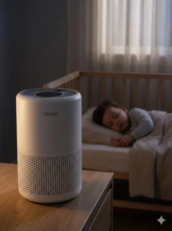 Detailaufnahme Levoit Core 300S Display und Steuerung