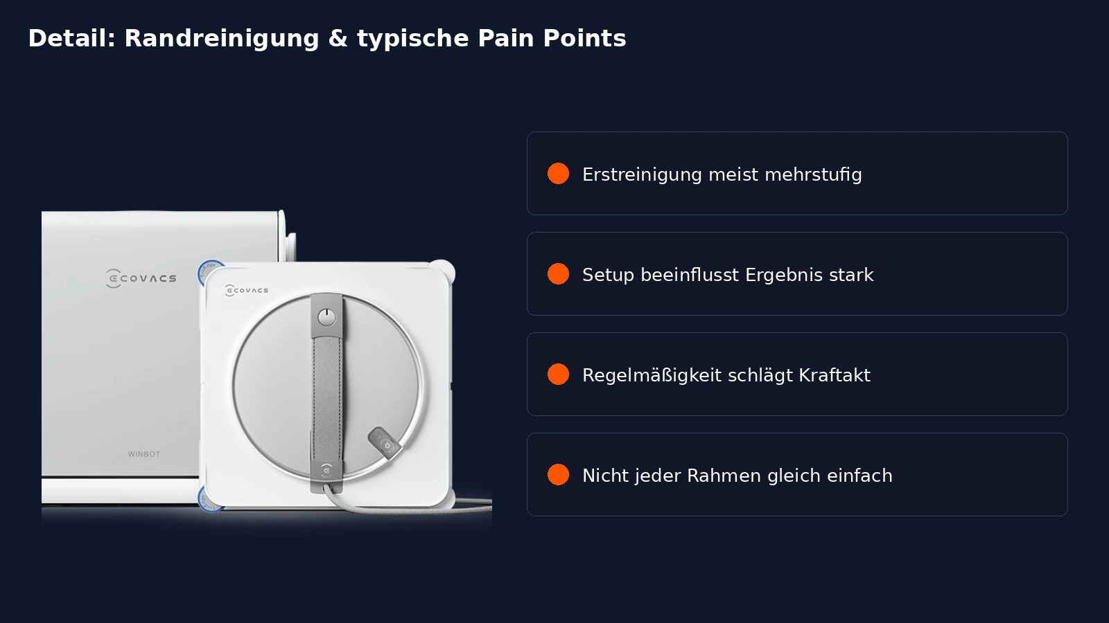 ECOVACS Fensterputzroboter Vergleich: W3 Omni vs W2S Omni vs Mini Detailbild mit typischen Fehlkauf-Fallen bei Fensterputzrobotern