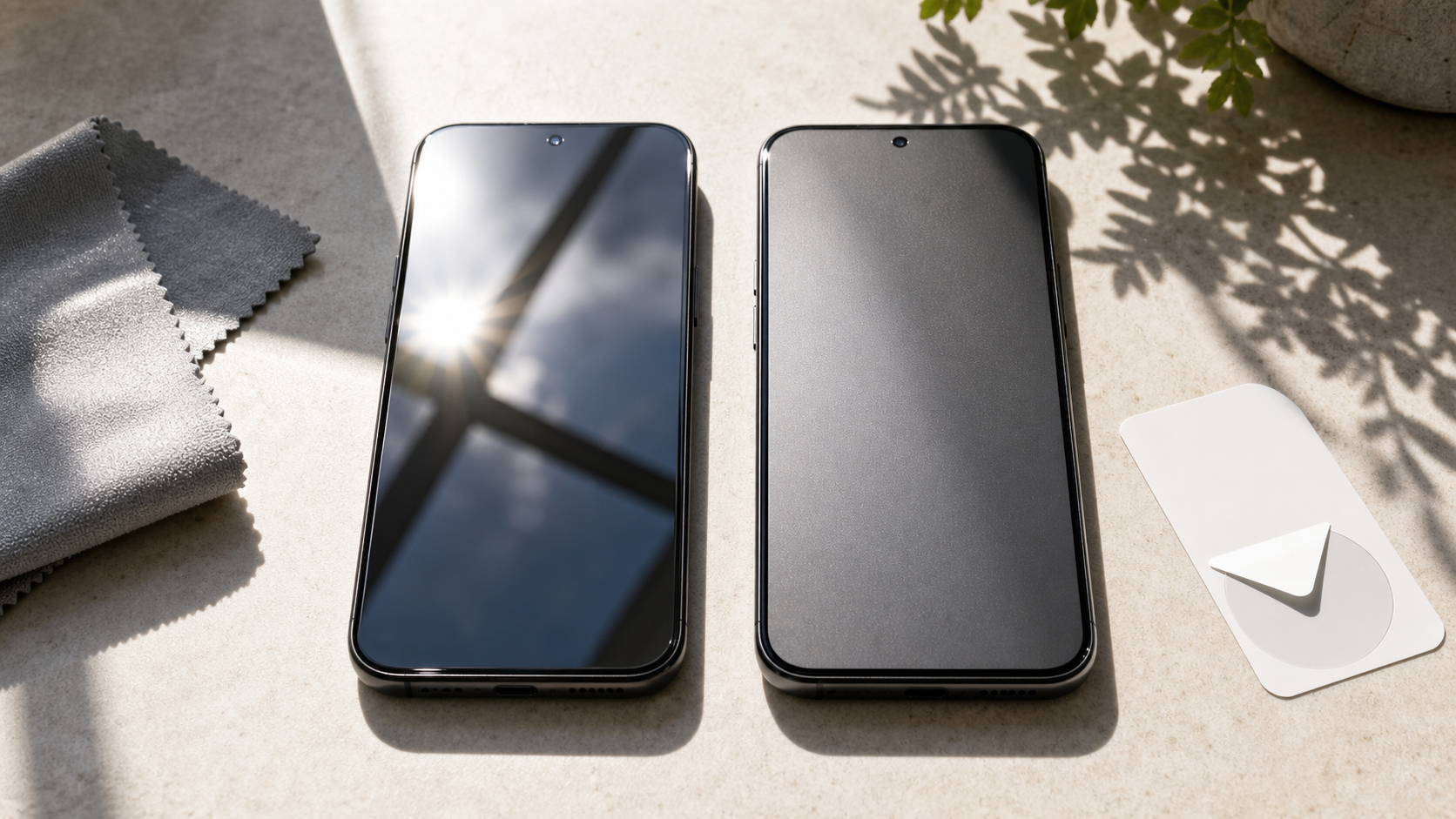 Vergleich glänzende und matte Displayschutzfolie bei direkter Sonne