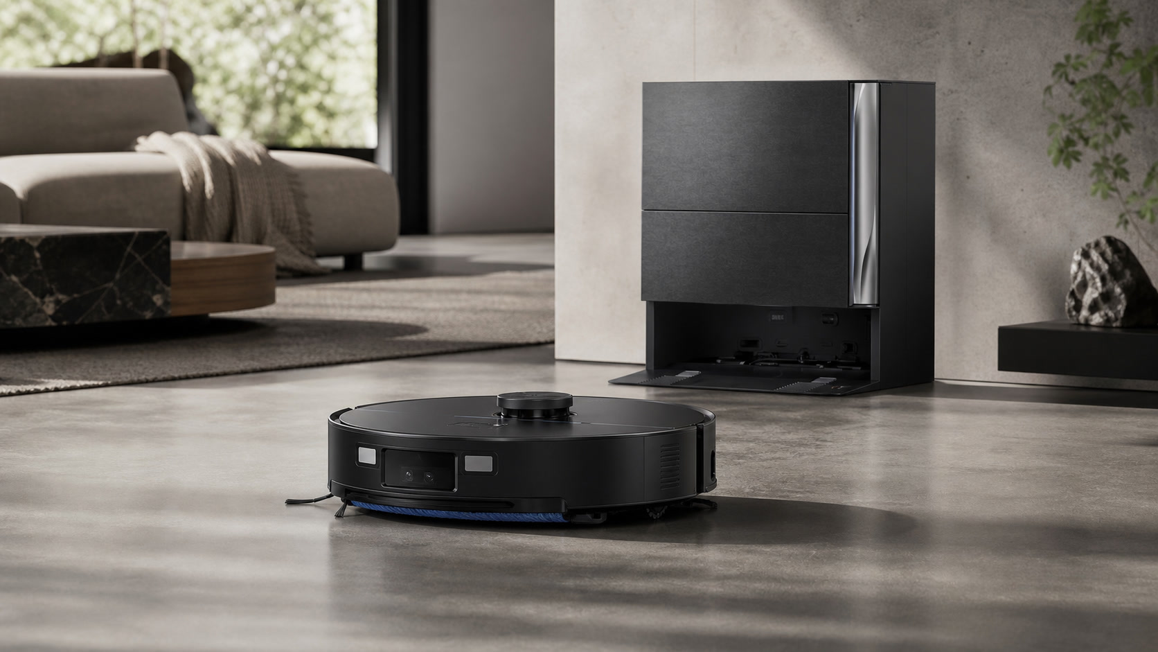 MOVA Z70 Ultra Roller Complete Saug- und Wischroboter mit realitätsnah integrierter Wischwalze im modernen Wohnraum